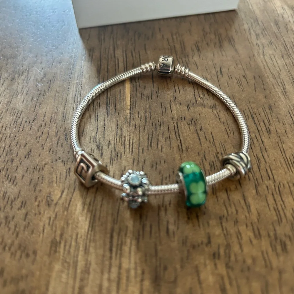 Pandora Silver Bracelet with Three Charms - Picture 4 of 9
